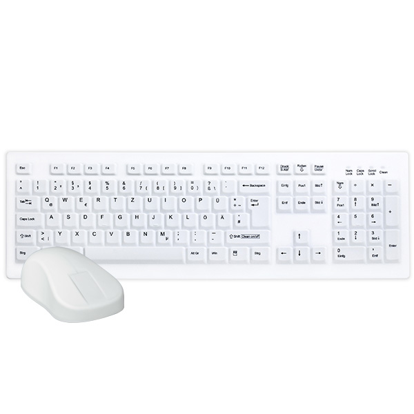 Tastatur og mus, trådløs og desinficerbar, hvid