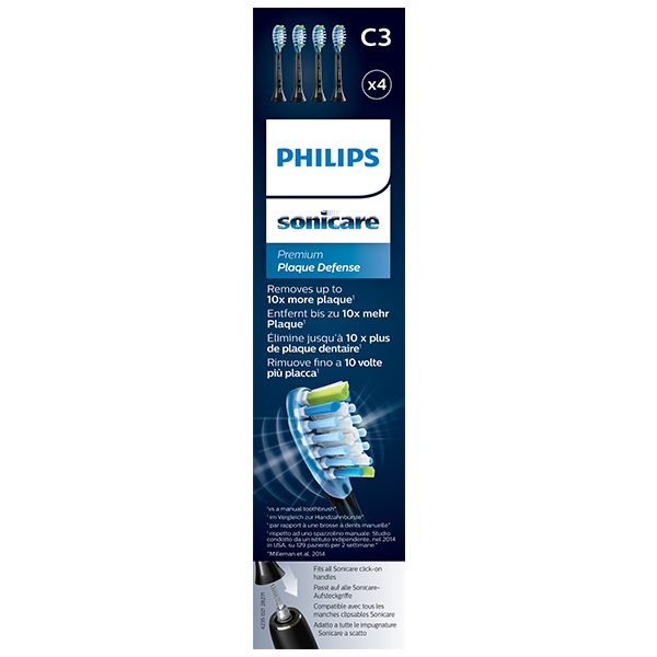 Premium Plaque Defence børstehoveder, sorte, 4 stk