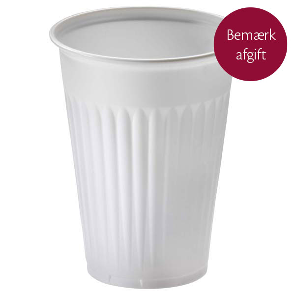 Udgået - Drikkebægre i majsplast, hvid, 180 ml, 3000 stk.