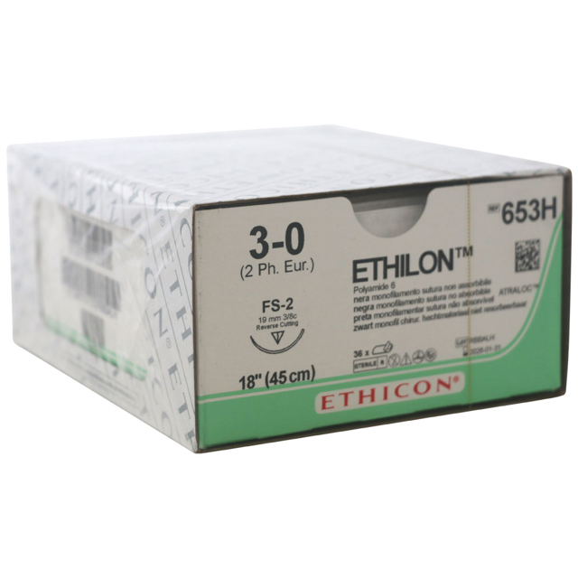 Ethicon sutur Ethilon, 653H, 3-0, FS-2, 36 stk.