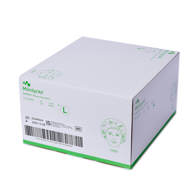 Mølnlycke huer Annie hvid str. L, 150 stk.