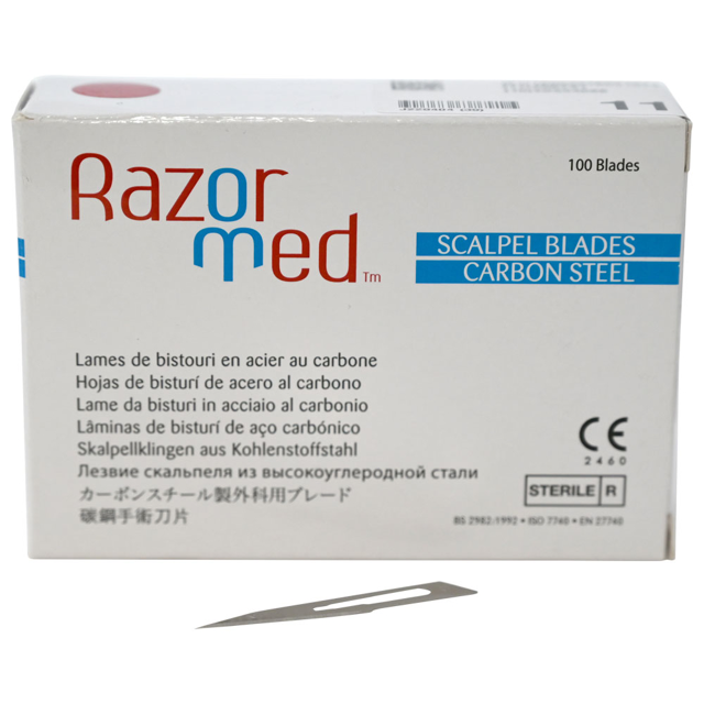 Udgået - Razormed skalpelblade nr. 11, sterile, 100 stk.