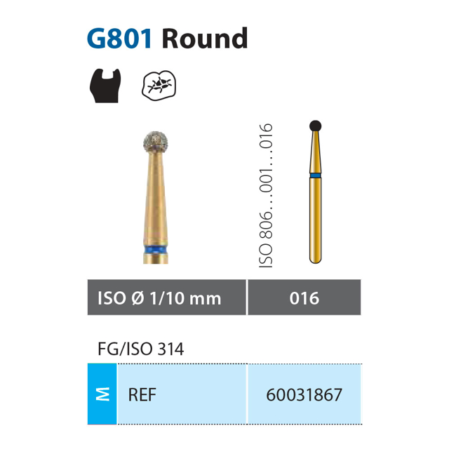 Diatech diamant rund FG G801-016-ML, blå, 5 stk.