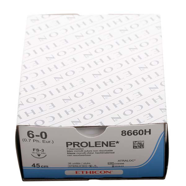 Ethicon Prolene sutur 8660H 6-0 FS3, 36 stk.