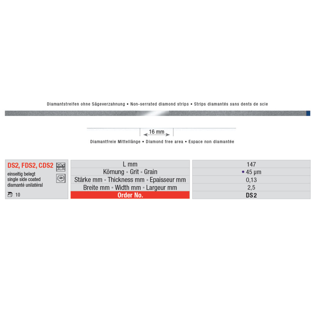 Edenta diamantstrips standard. 2,5 mm, 10 stk.