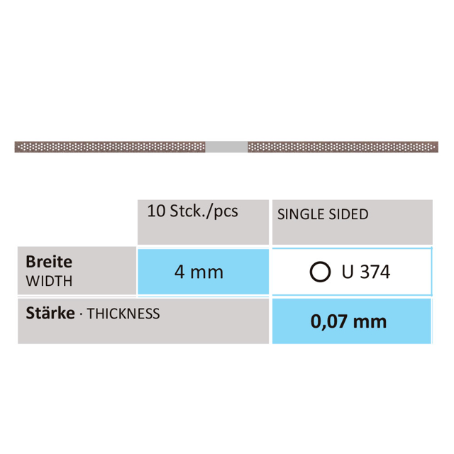 Horico diamantstrips, U374, ultrafin, hvid, 4 mm, 10 stk.