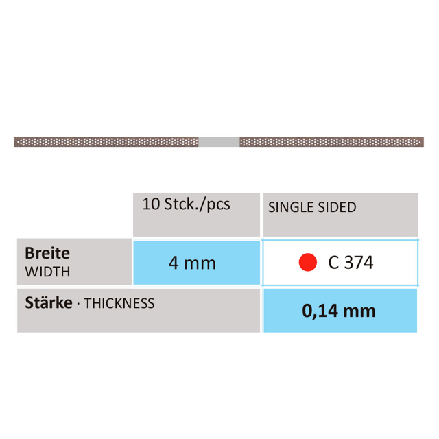 Horico diamantstrips, C374, fin, rød, 4 mm, 10 stk