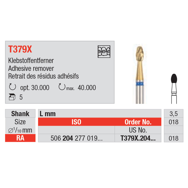 Edenta HM bor æg RA T379X/018, blå, 5 stk.