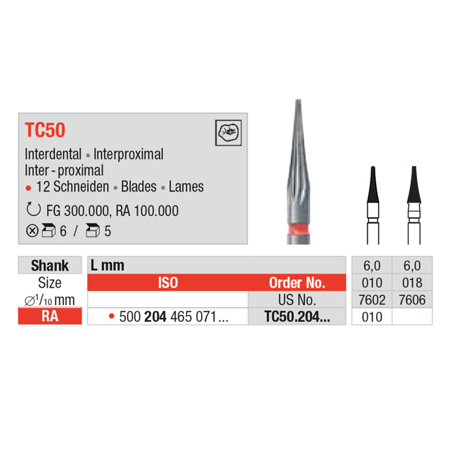 Edenta HM finerbor interdent.RA TC50/010 rød 5 stk