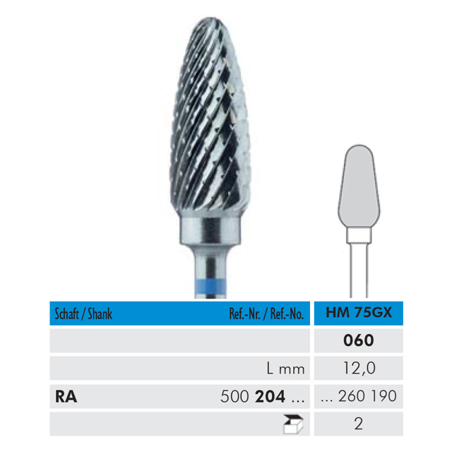 Meisinger HM fræser RA 75GX/060 blå, 2 stk.