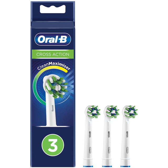 Udgået - Oral-B CrossAction børstehoveder, 3 stk.