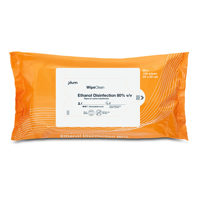 WipeClean Ethanol Disinfection 80%, mini, 100 stk.