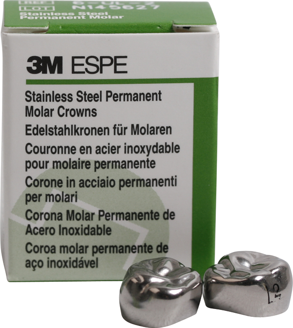 Stålkroner permanent molar 6-UL-7, 5 stk.