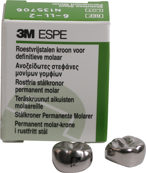 Stålkroner permanent molar 6-LL-4, 5 stk.