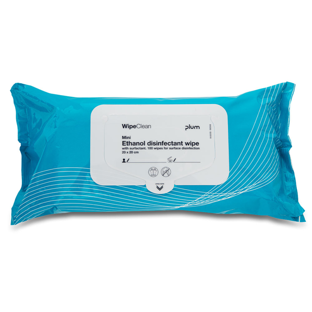 WipeClean Ethanol Disinfection m/tensid, 100 stk.