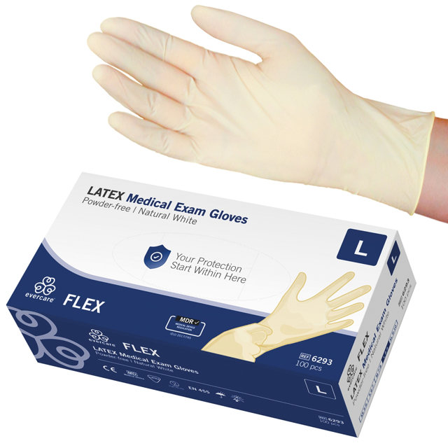 Evercare Flex handsker latex PF str. L, 100 stk.