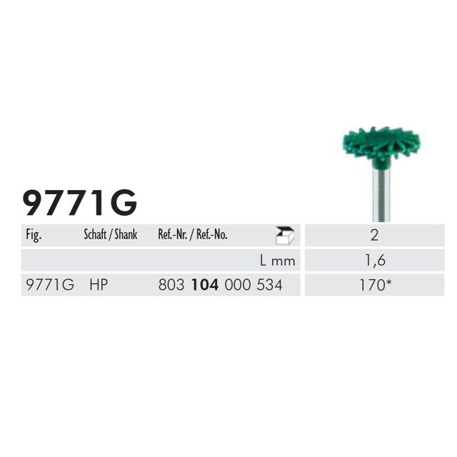 Meisinger polerere spiralhjul HP 9771G/170 grøn, 2 stk