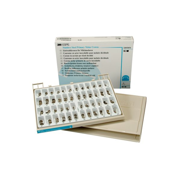 Stålkroner intro.æske primær molar ND96, 96 stk.