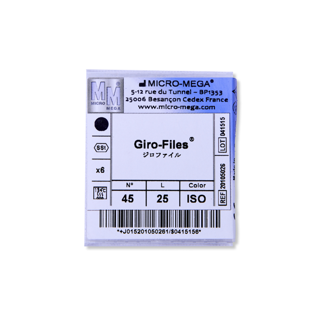 Micro-Mega Giro-files 25 mm. nr. 45, 6 stk.