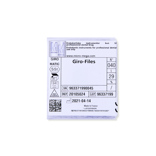 Micro-Mega Giro-files 29 mm. nr. 40, 6 stk.