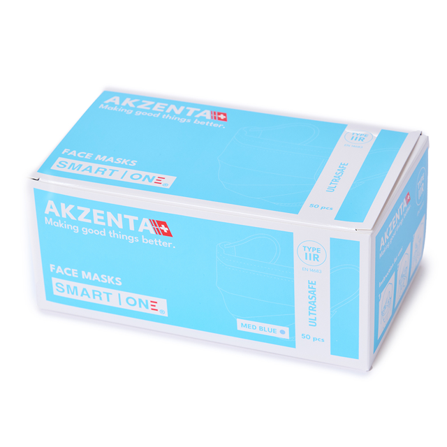 Akzenta mundbind type IIR m/elastik mørkeblå, 50 stk.