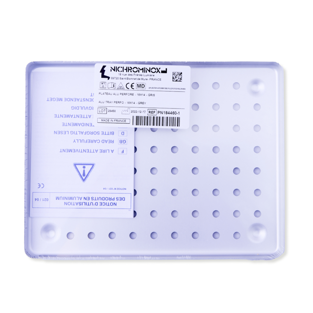 Aluminiumsbakke perforeret halv str., grå