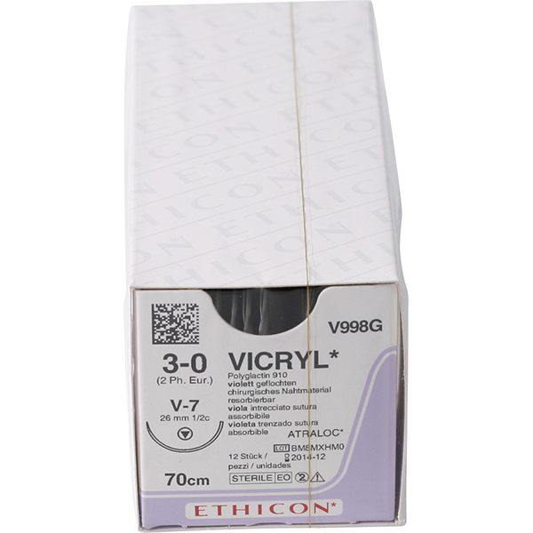 Ethicon sutur V998G 3-0 vicryl, 12 stk.