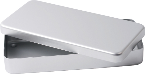 Aluminiumskassette m/låg 21 x 10 x 3 cm