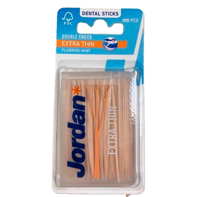 Jordan tandstikkere x-tynd, m/fluor, 105 stk.